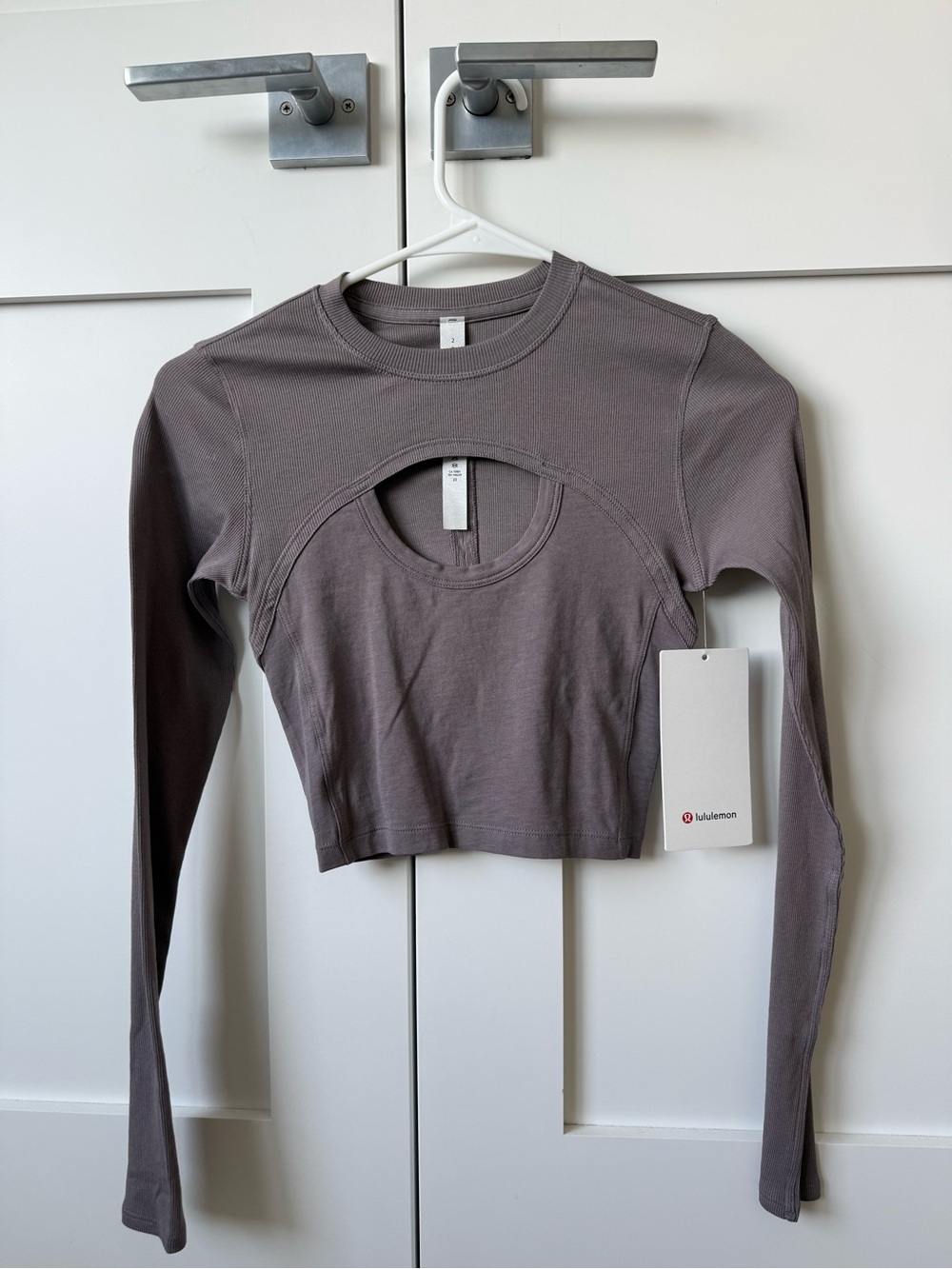 Lululemon LA Better Best Top in Purple w/ Long Sleeve Crop Top & Front Cutout
